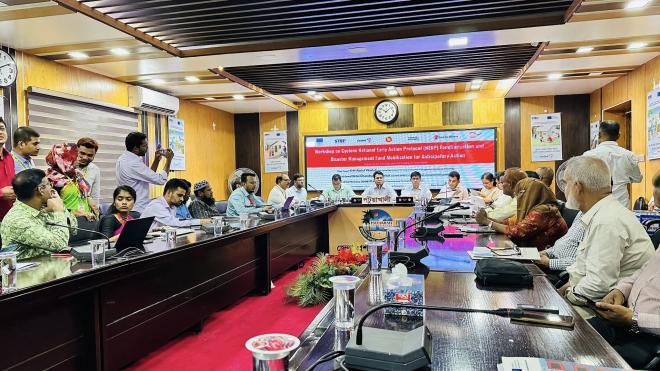 Guests and participants at the workshop on “Cyclone National Early Action Protocol and disaster management fund”