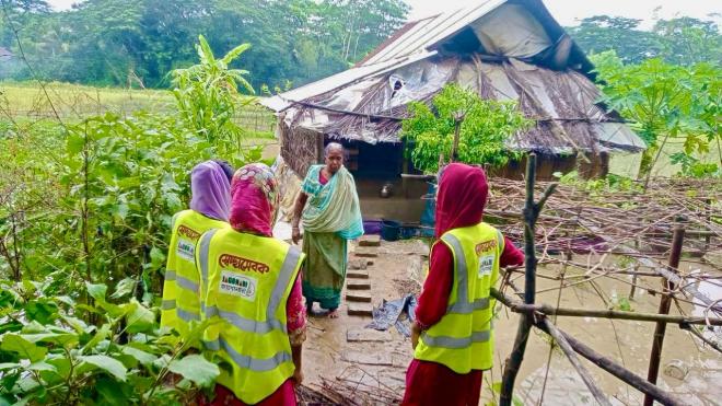 Jagonari volunteers are working in the areas affected by the deep depression