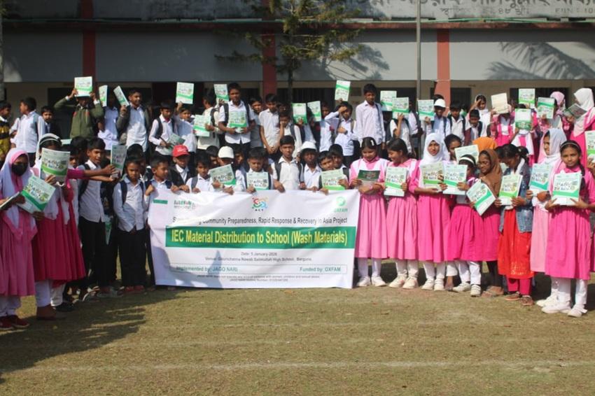 WASH-focused IEC materials were distributed among the students.