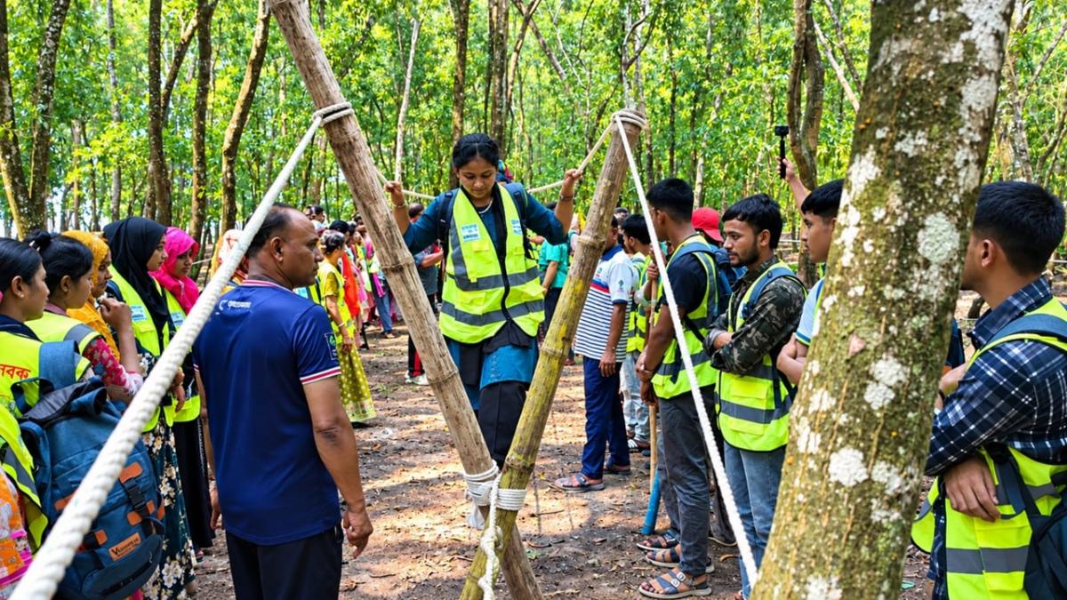 Volunteers undergoing practical training.