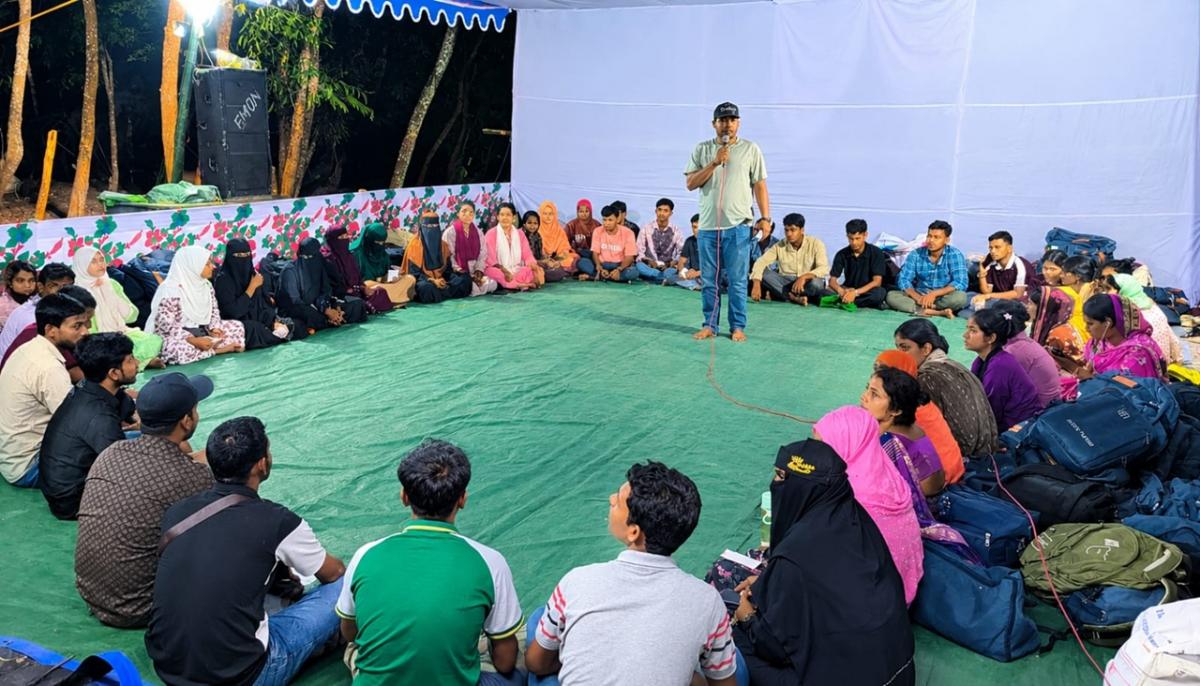 A training session for volunteers.